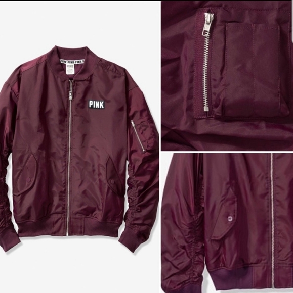 Victoria's Secret PINK Flight Jacket Bomber Jacket Vintage Zip up Nylon NWT - Picture 2 of 14